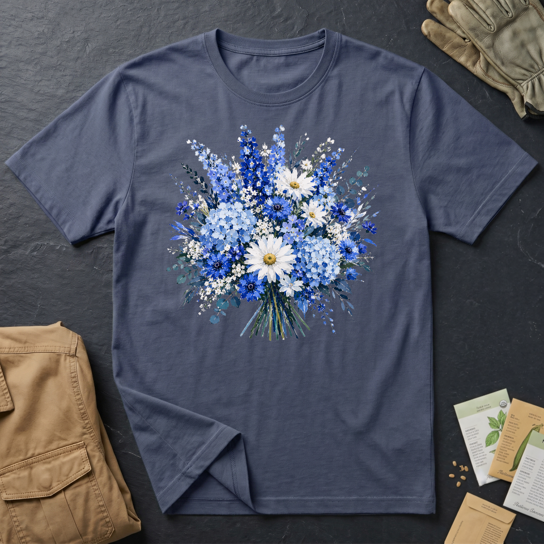 Blue and White Floral Collection T-Shirt