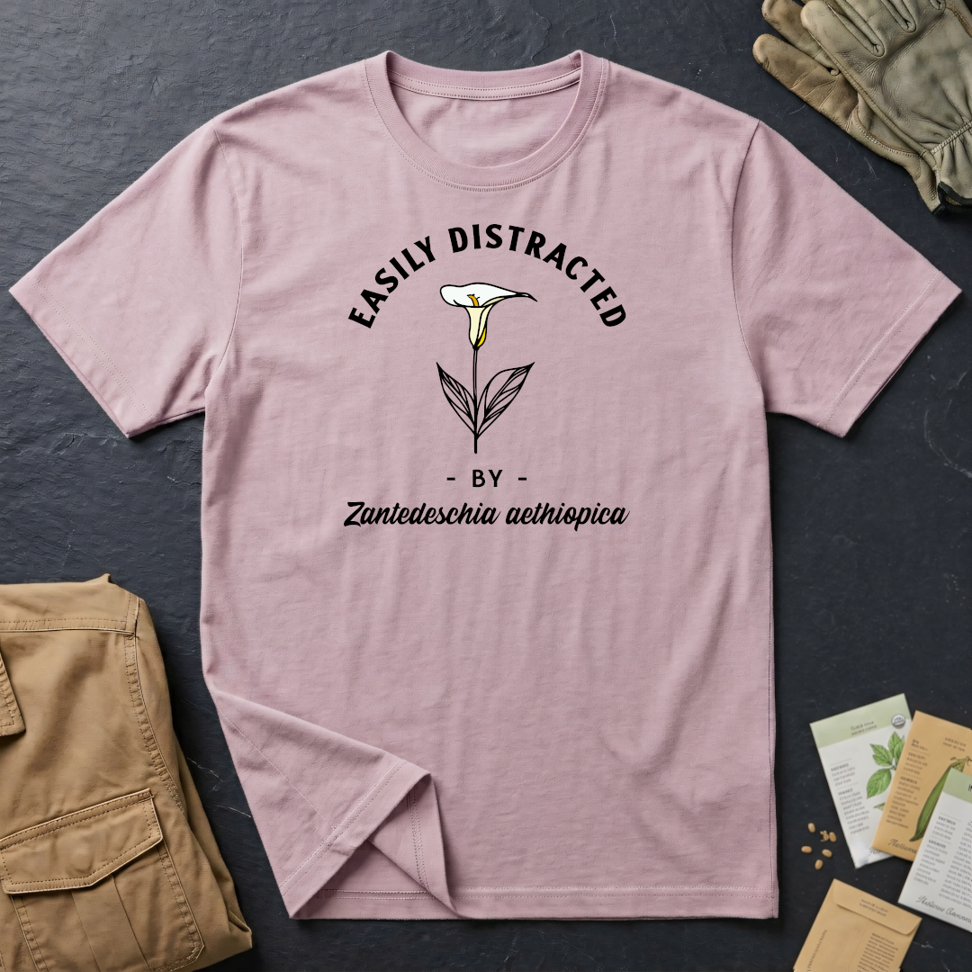 Easily Distracted by Calla Lily (Zantedeschia aethiopica) T-Shirt