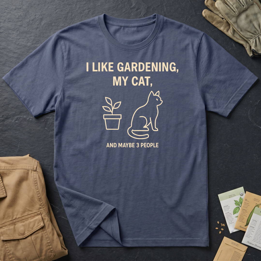 I Like Gardening, My Cat and Maybe 3 People T-Shirt