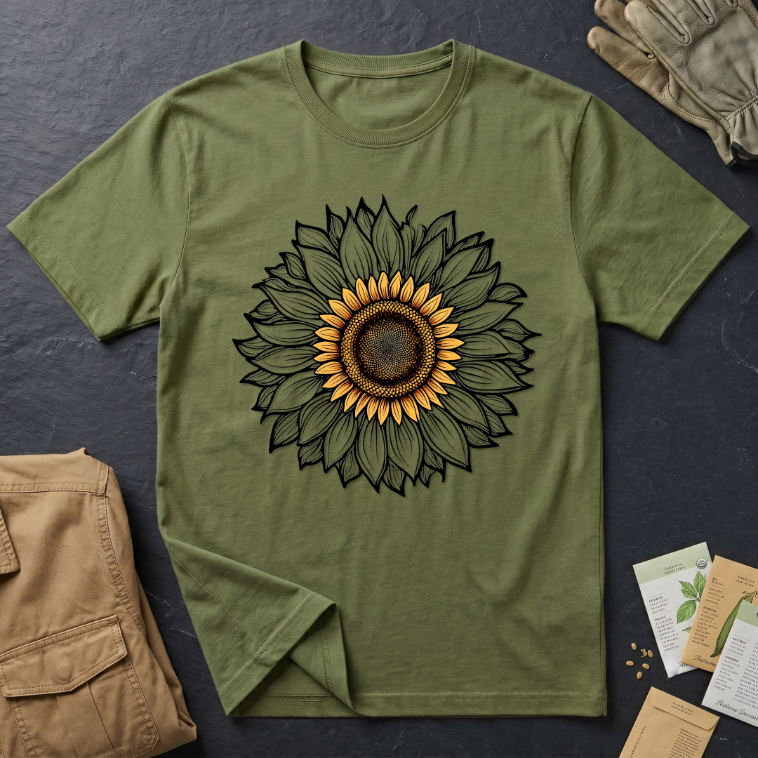 Sunflower Line Art T-Shirt