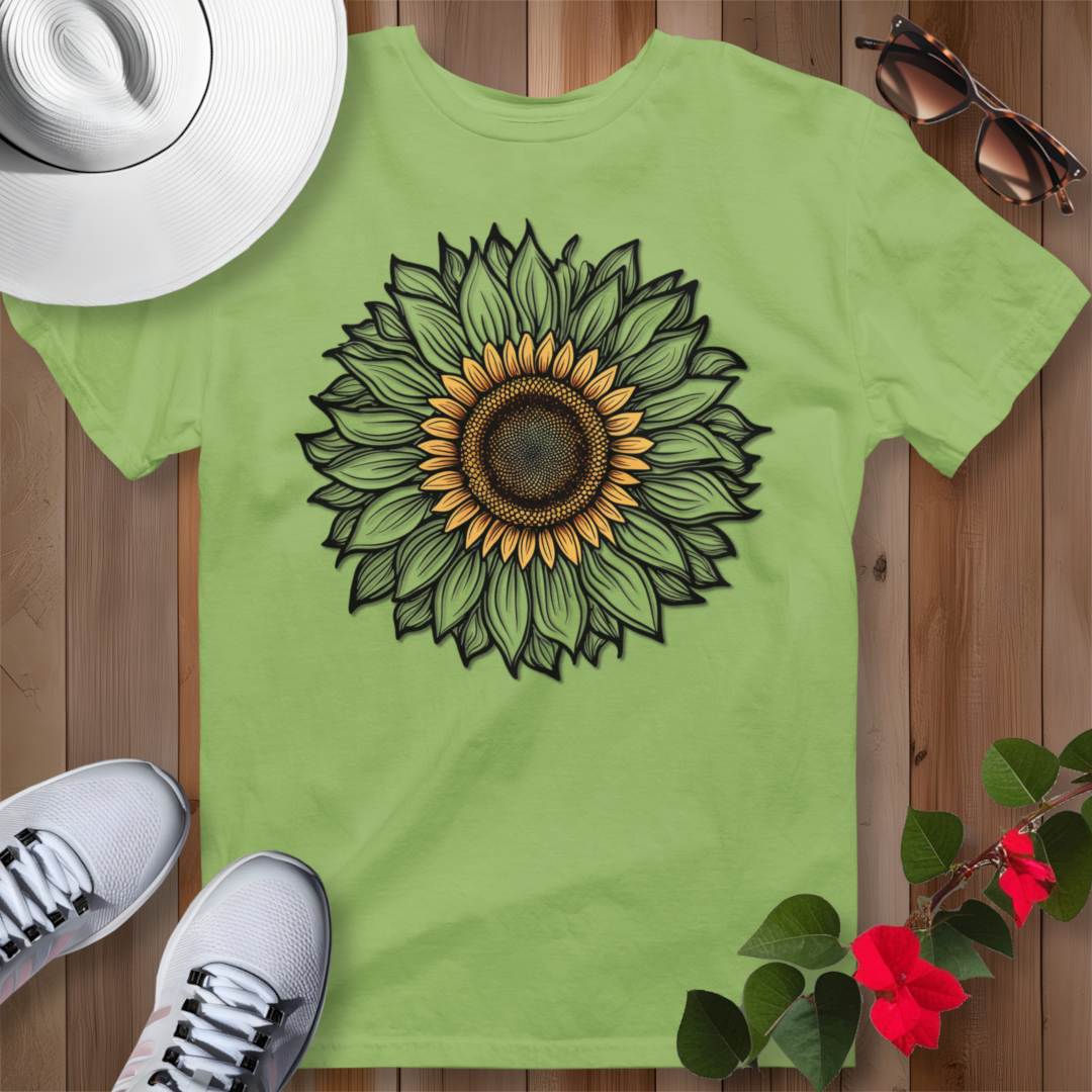 Sunflower Line Art T-Shirt