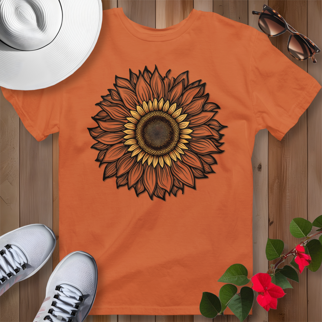 Sunflower Line Art T-Shirt