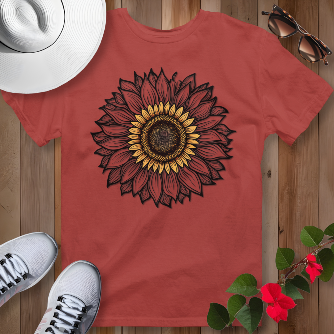 Sunflower Line Art T-Shirt
