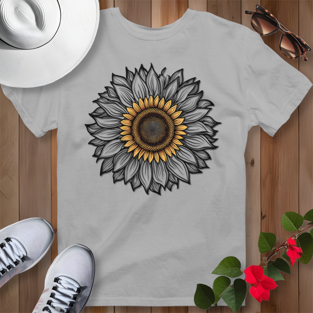 Sunflower Line Art T-Shirt