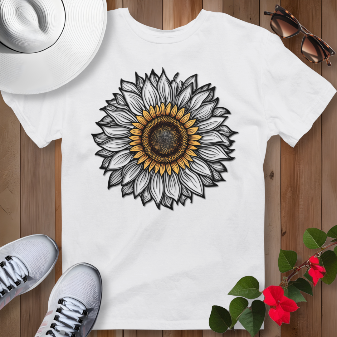 Sunflower Line Art T-Shirt