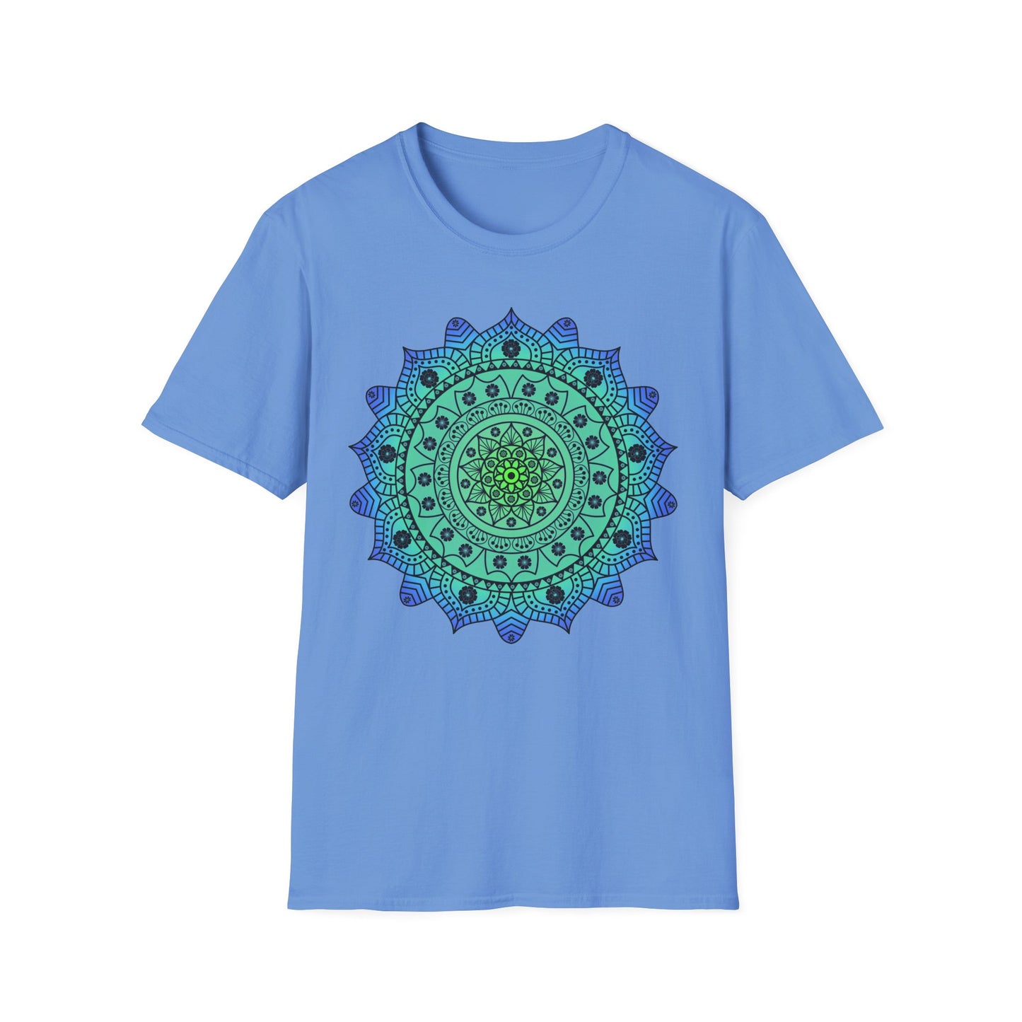 Hawaiian Hibiscus Mandala T-Shirt Blue / Green
