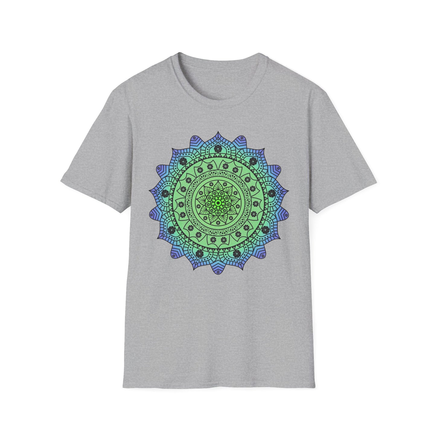 Hawaiian Hibiscus Mandala T-Shirt Blue / Green