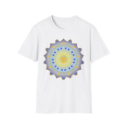 Hawaiian Hibiscus Mandala T-Shirt Blue / Gold