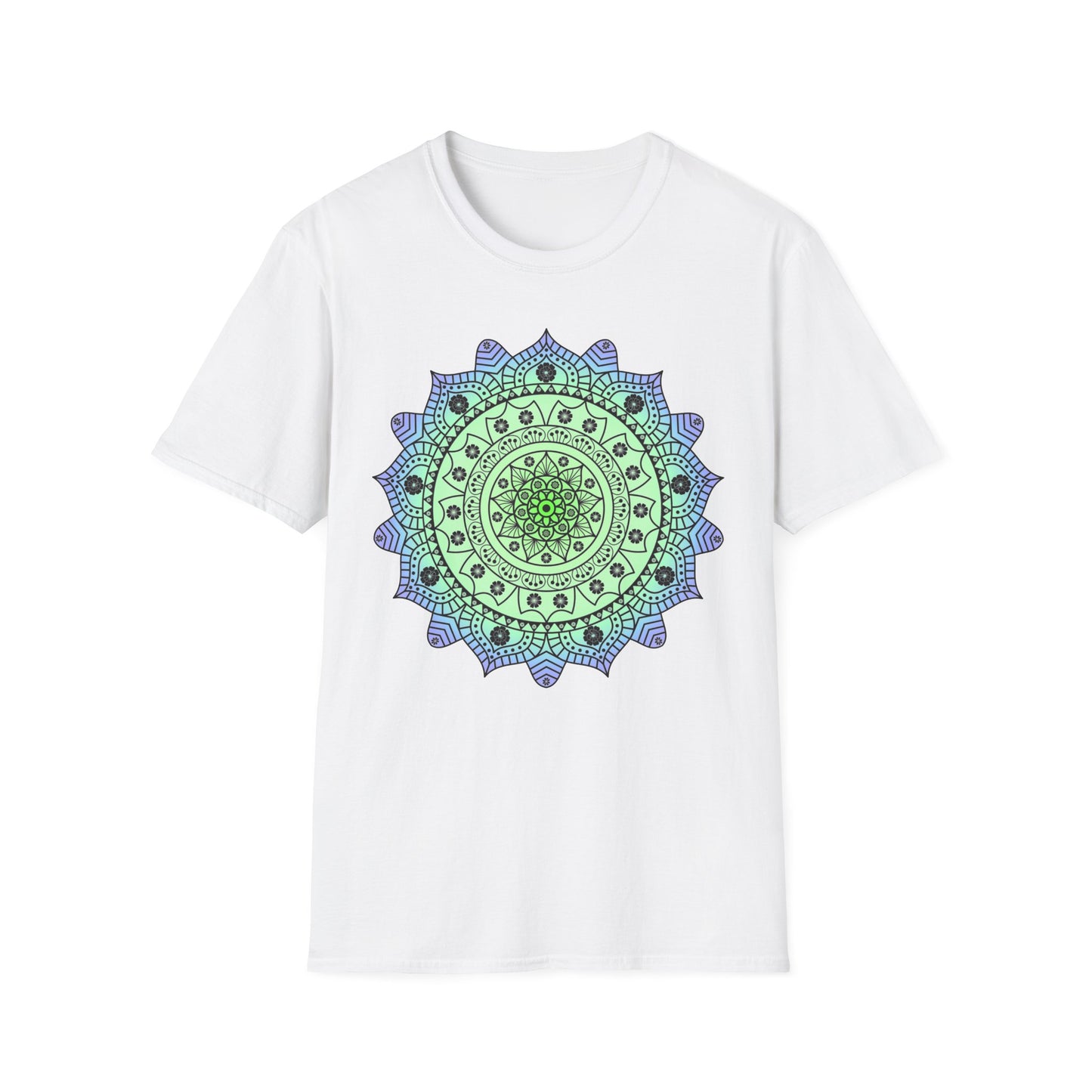 Hawaiian Hibiscus Mandala T-Shirt Blue / Green