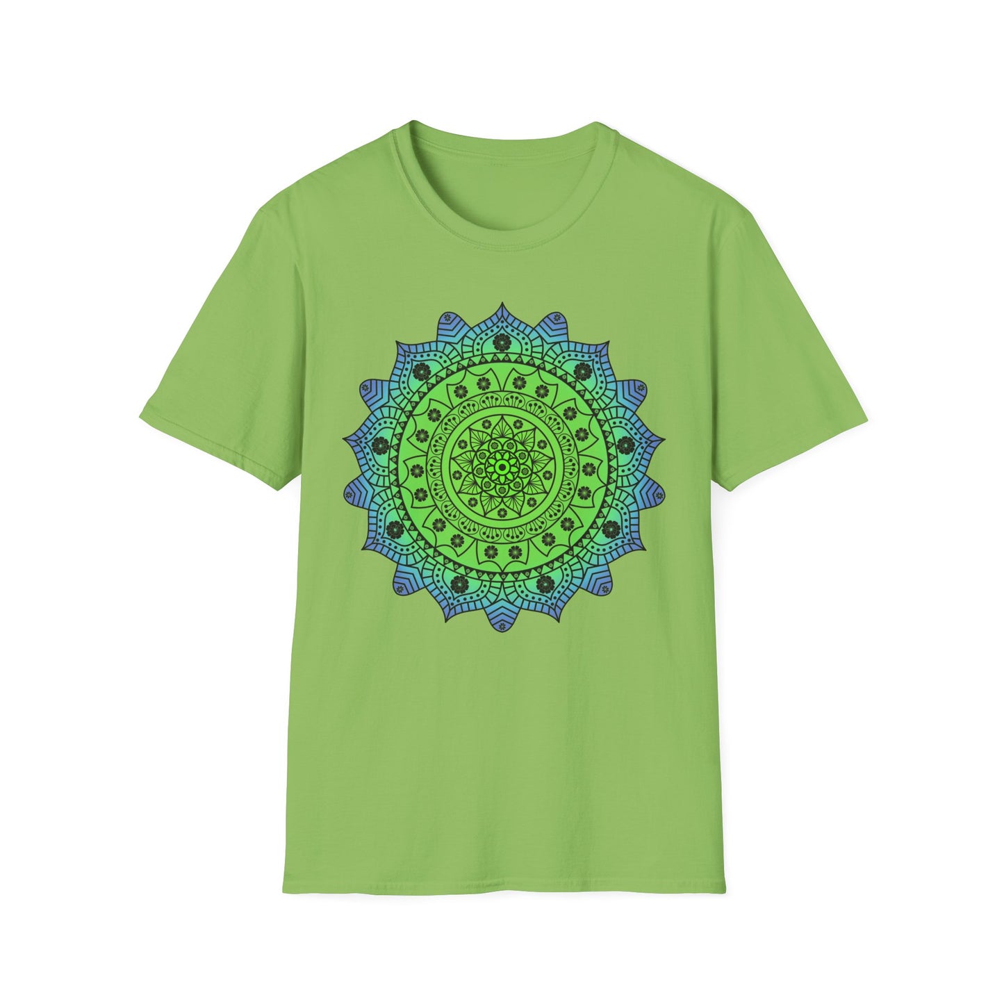 Hawaiian Hibiscus Mandala T-Shirt Blue / Green