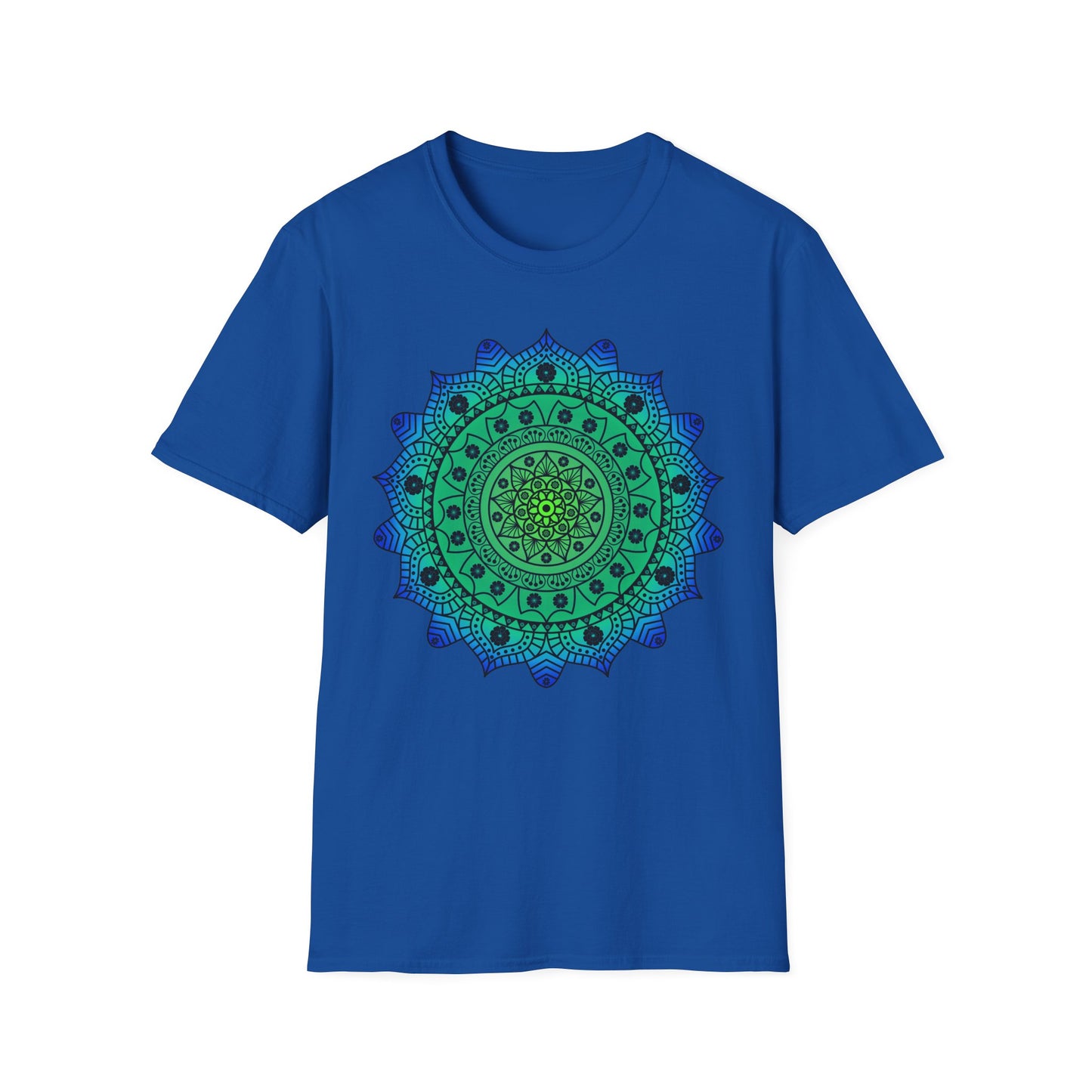 Hawaiian Hibiscus Mandala T-Shirt Blue / Green