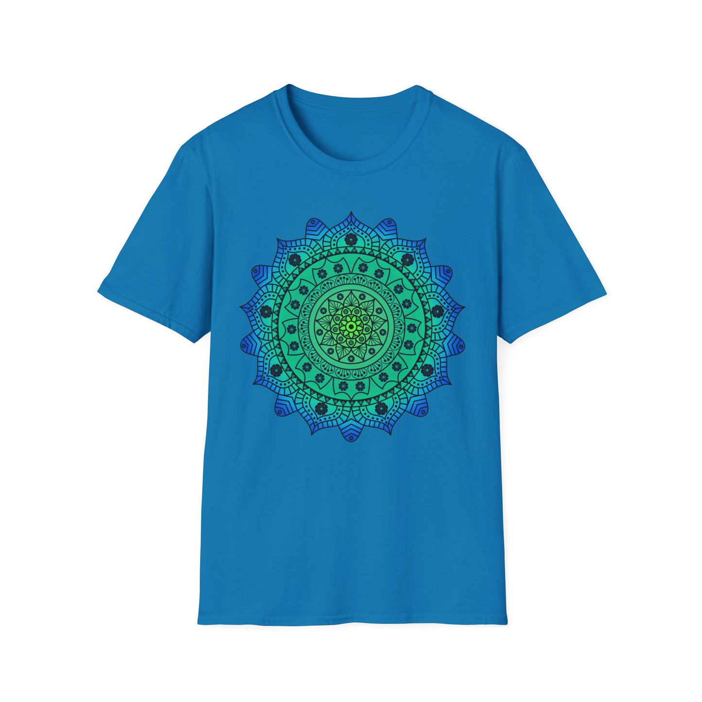 Hawaiian Hibiscus Mandala T-Shirt Blue / Green