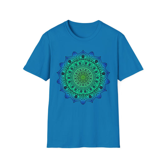 Hawaiian Hibiscus Mandala T-Shirt Blue / Green