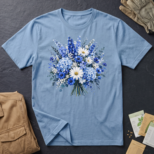 Blue and White Floral Collection T-Shirt