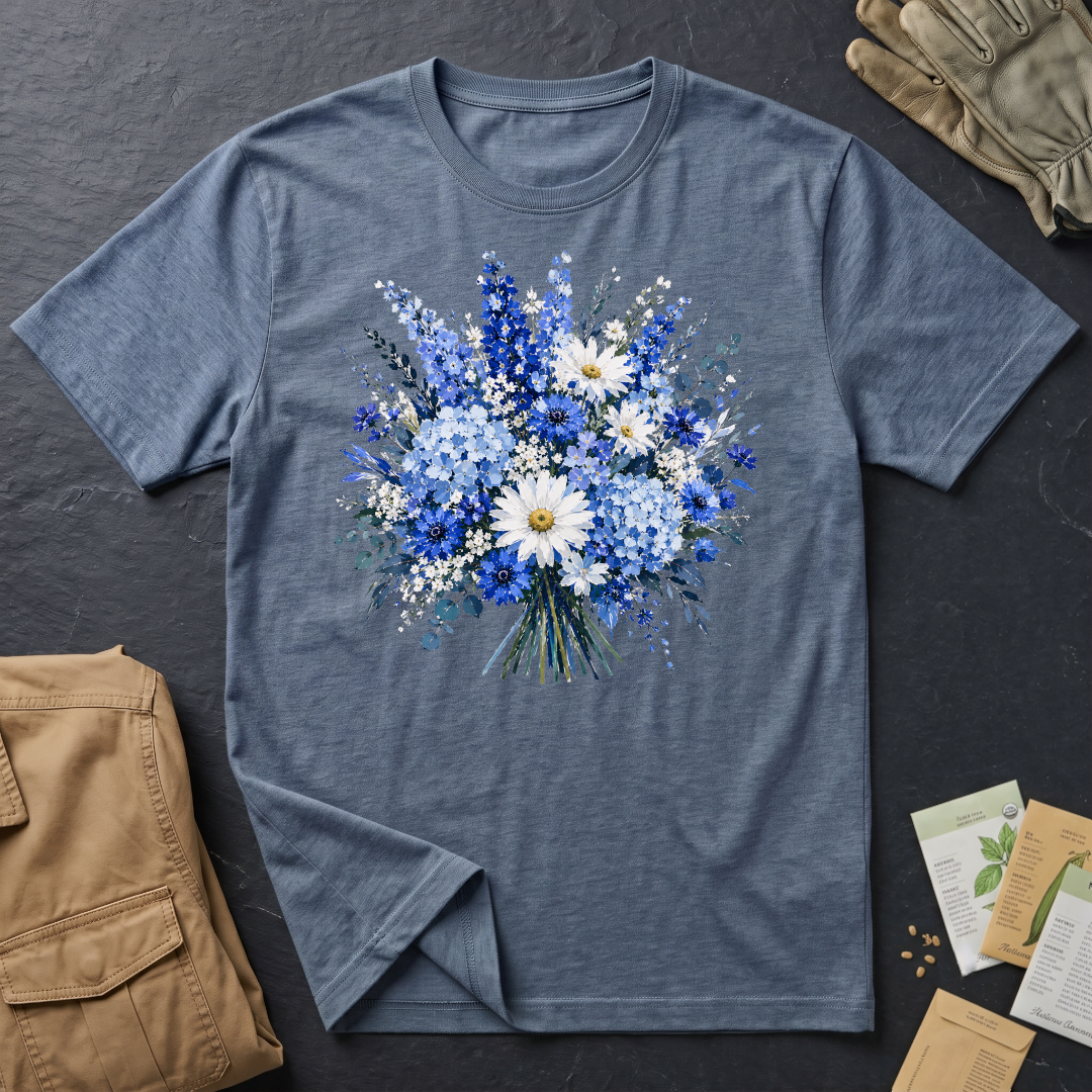 Blue and White Floral Collection T-Shirt