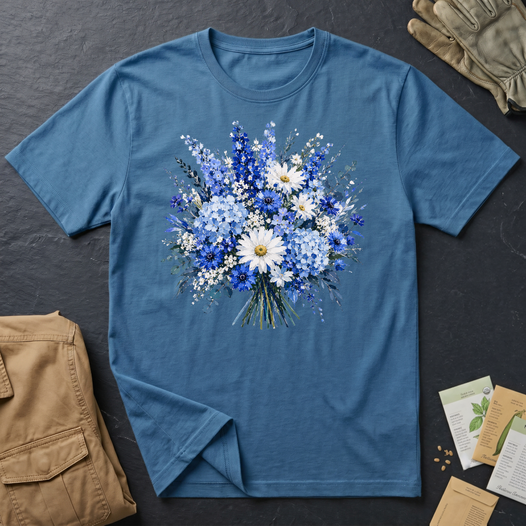 Blue and White Floral Collection T-Shirt