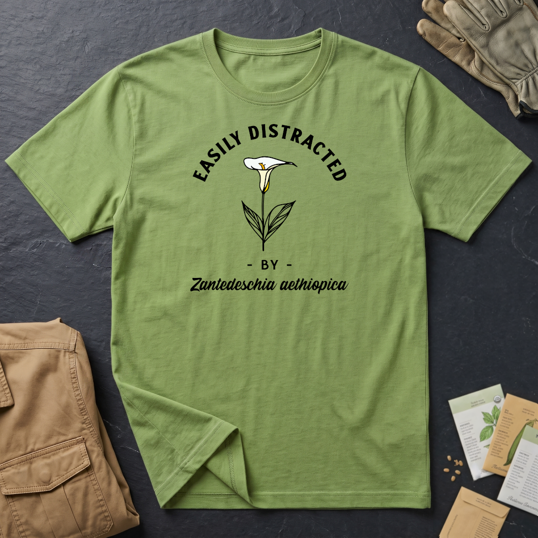 Easily Distracted by Calla Lily (Zantedeschia aethiopica) T-Shirt