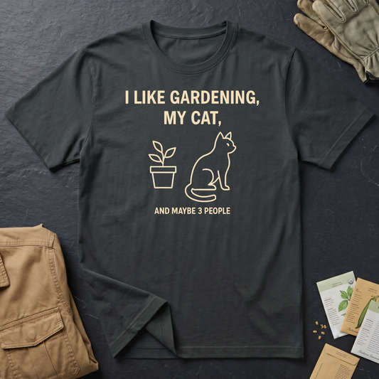 I Like Gardening, My Cat and Maybe 3 People T-Shirt