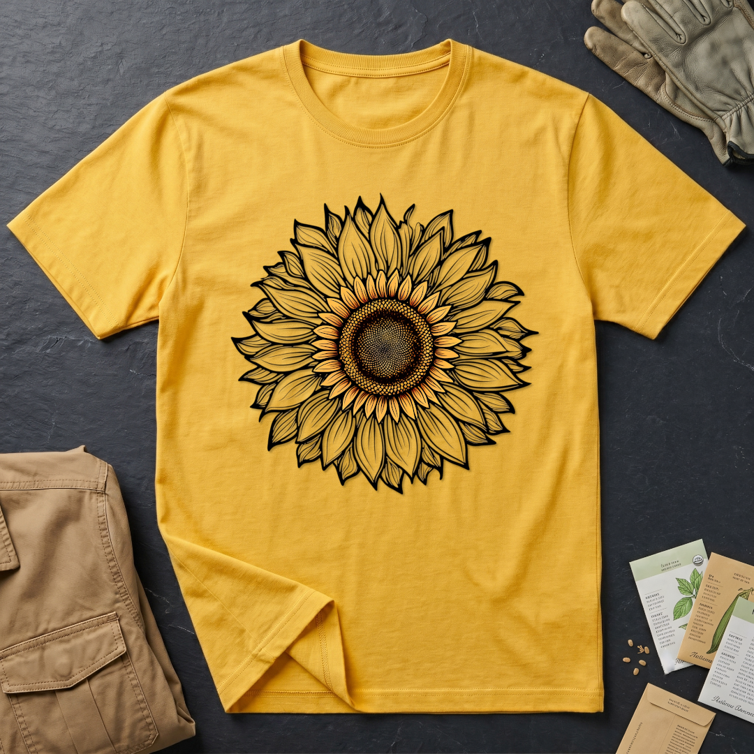 Sunflower Line Art T-Shirt
