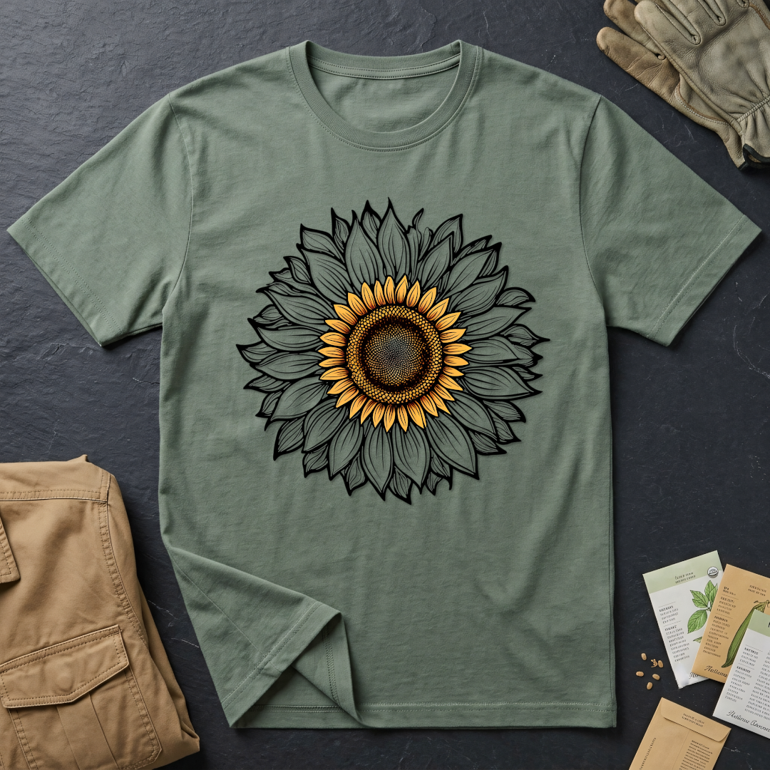 Sunflower Line Art T-Shirt