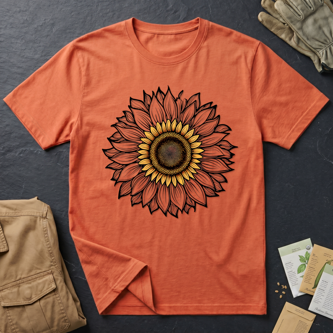 Sunflower Line Art T-Shirt