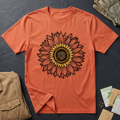 Sunflower Line Art T-Shirt