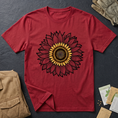 Sunflower Line Art T-Shirt