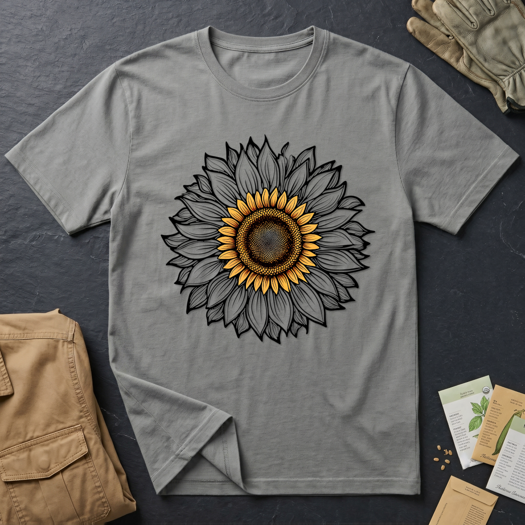 Sunflower Line Art T-Shirt