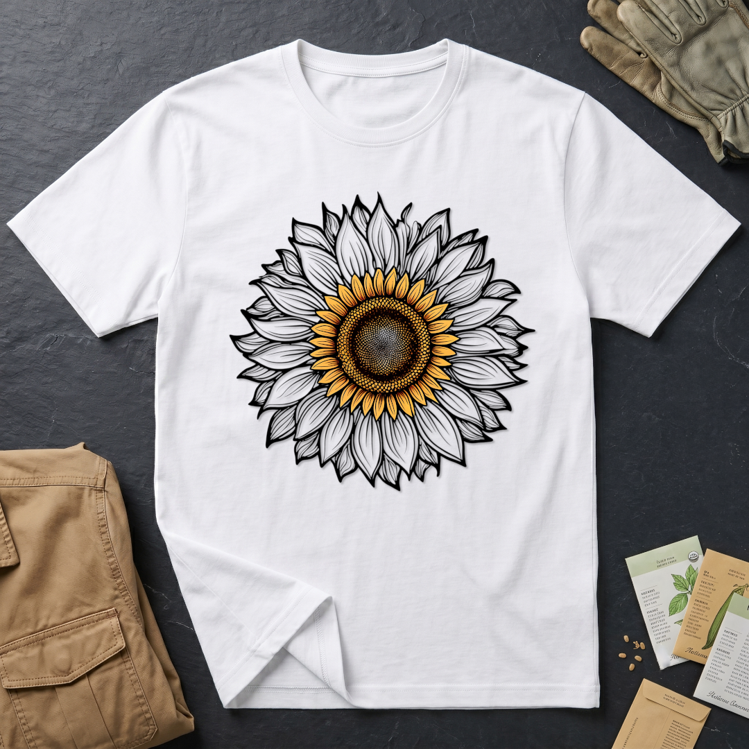 Sunflower Line Art T-Shirt