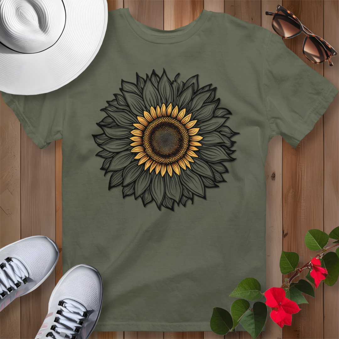 Sunflower Line Art T-Shirt