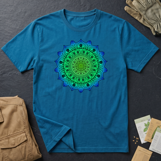 Hawaiian Hibiscus Mandala T-Shirt Blue / Green